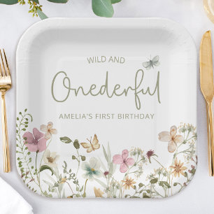 Wild & Onederful Wildflower 1st Birthday Party Paper Plate