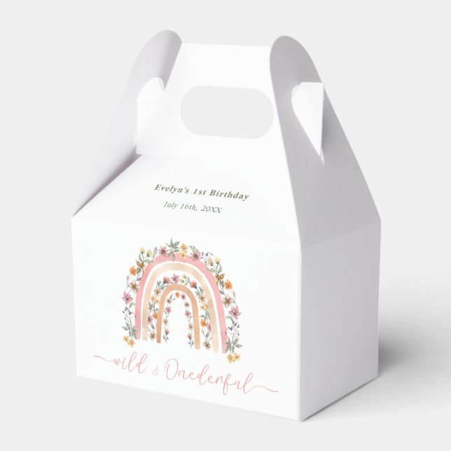 Wild & Onederful Wildflower Rainbow 1st Birthday Favour Box (Front Side)