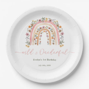 Wild & Onederful Wildflower Rainbow 1st Birthday Paper Plate