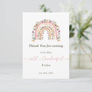 Wild & Onederful Wildflower Rainbow 1st Birthday Thank You Card