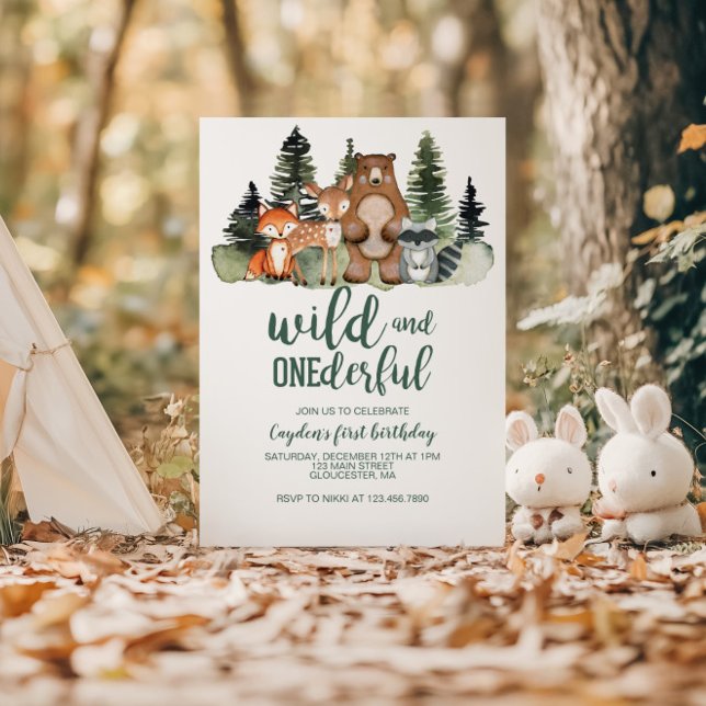 Wild Onederful Woodland Animal First Birthday Invitation (Creator Uploaded)