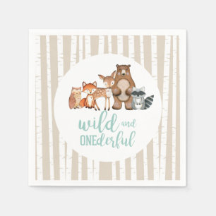 Wild Onederful Woodland Animal First Birthday Napkin