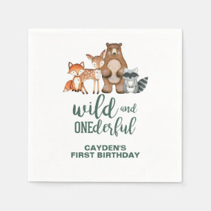Wild Onederful Woodland Animal First Birthday Napkin