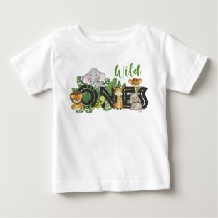 Wild Ones Jungle Safari Animals Birthday twins Baby T-Shirt