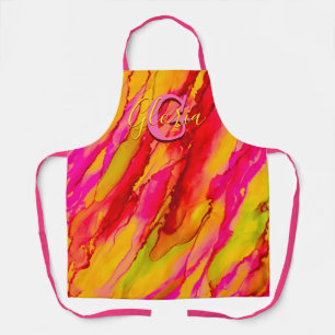 Wild Orange and Fuscia Alcohol Ink Apron