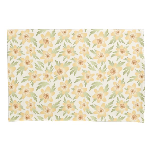 Wild Orange Anemone Flowers - seamless pattern. Pillowcase (Front)
