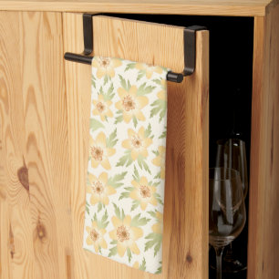 Wild Orange Anemone Flowers - seamless pattern. Tea Towel