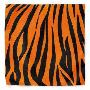 Wild Orange Black Tiger Stripes Animal Print Bandana