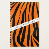 Wild Orange Black Tiger Stripes Animal Print