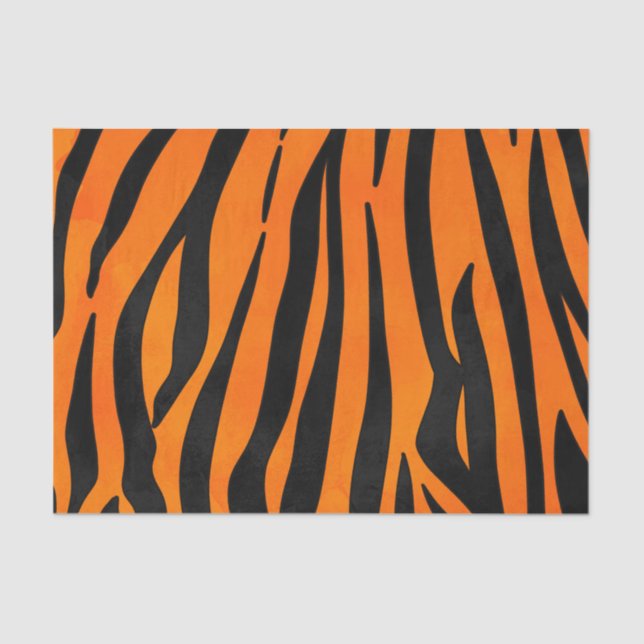 Wild Orange Black Tiger Stripes Animal Print Tissue Paper (Front)