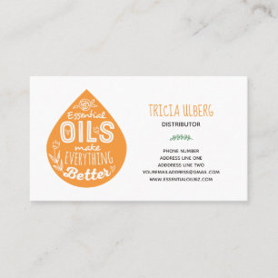 Wild Orange Essential Oil Drop Business Card
