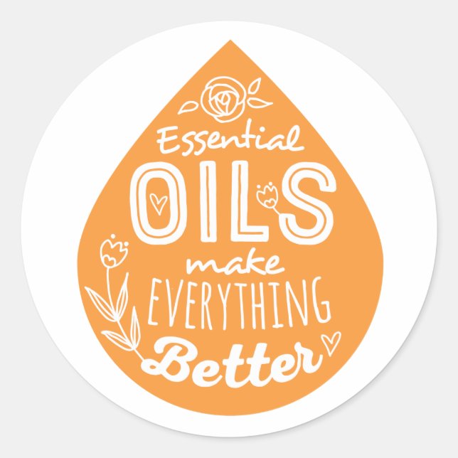 Wild Orange Essential Oil Drop Classic Round Sticker (Front)