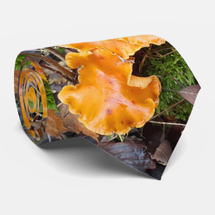 Wild Orange Mushrooms Nature Photo Tie