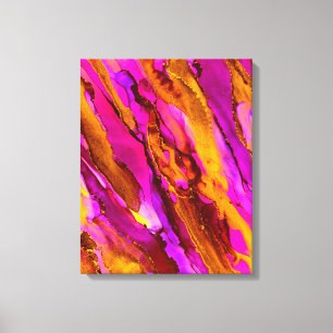 Wild Orange Red Alcohol Ink Painting Canvas Print
