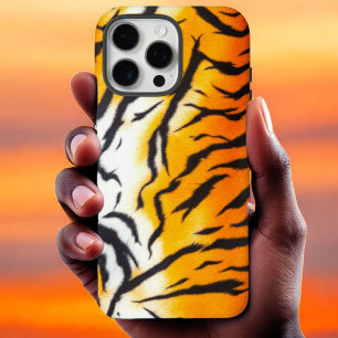 Wild Orange Tiger leather iPhone 16 Pro Max Case