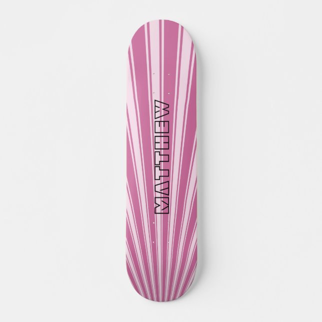 Wild orchid Colour Stripe Funky Pattern Skateboard (Front)