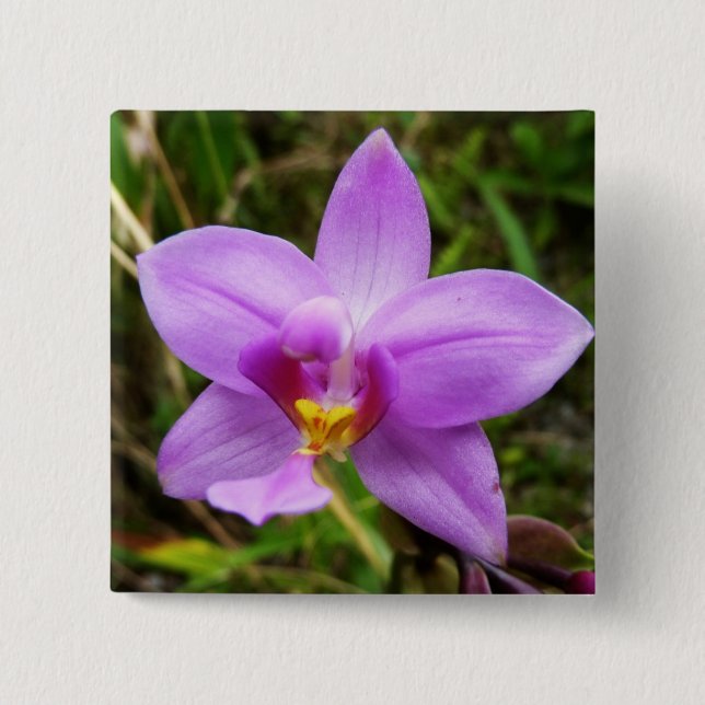 Wild Orchid Purple Tropical Flower 15 Cm Square Badge (Front)