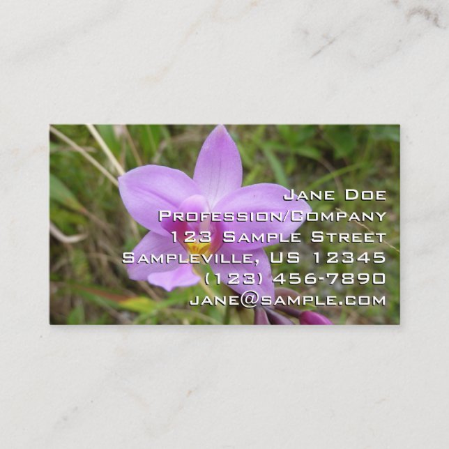 Wild Orchid Purple Tropical Flower Business Card (Front)