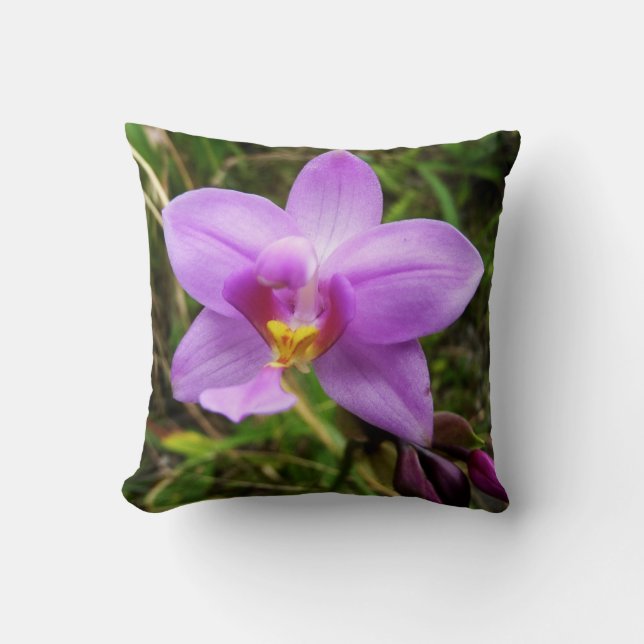 Wild Orchid Purple Tropical Flower Cushion (Front)