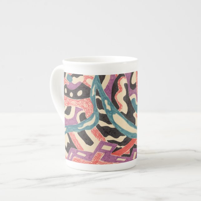 "Wild" Original Abstract Bone China Mug (Front Left)
