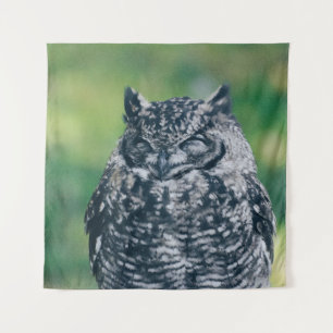 WILD OWL IN FRENCH FOREST TAPESTRY