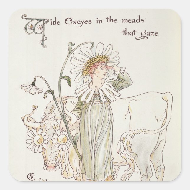 Wild Oxeyes in Meads that Gaze' Square Sticker (Front)