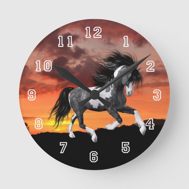Wild Paint Horse Wall Clock (Front)