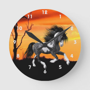 Wild Paint Horse Wall Clock
