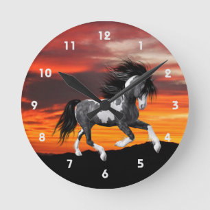 Wild Paint Horse Wall Clock