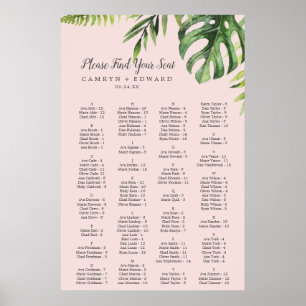 Wild Palm Blush Alphabetical Seating Chart