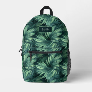 Wild palm jungle pattern with name printed backpack