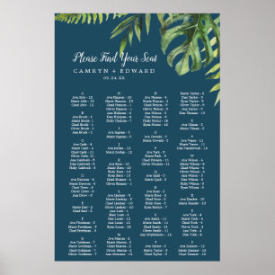 Wild Palm   Navy Blue Alphabetical Seating Chart