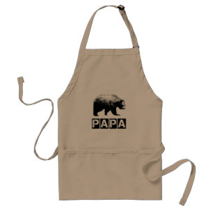 Wild Papa Bear Grunge Black Dad Apron