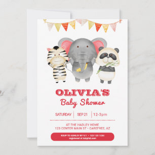 Wild Party Animals Baby Shower Invitation