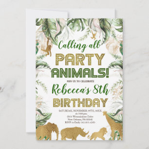 Wild Party Animals Birthday, Any Age, Safari Invitation
