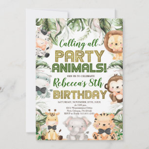 Wild Party Animals Birthday, Any Age, Safari Invitation