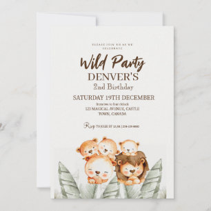 Wild Party Lion Birthday Invitation