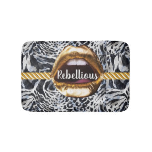 Wild Pattern Gold lips Gift Décor Beauty Girly Bath Mat