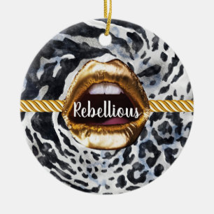 Wild Pattern Gold lips Gift Décor Beauty Girly Ceramic Tree Decoration