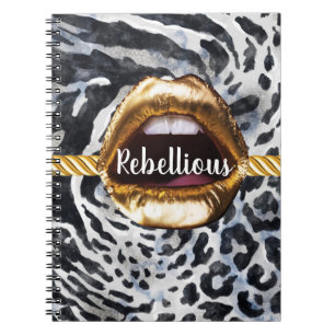 Wild Pattern Gold lips Gift Décor Beauty Girly Notebook