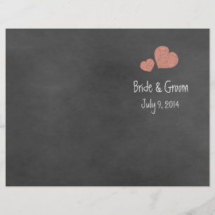 Wild Peach Roses Chalkboard Folded Wedding Program