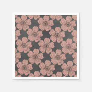 Wild Peach Roses Chalkboard Napkin