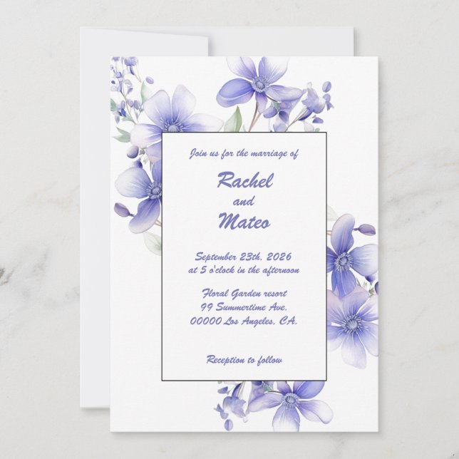 Wild Periwinkles: Wedding Invitation (Front)