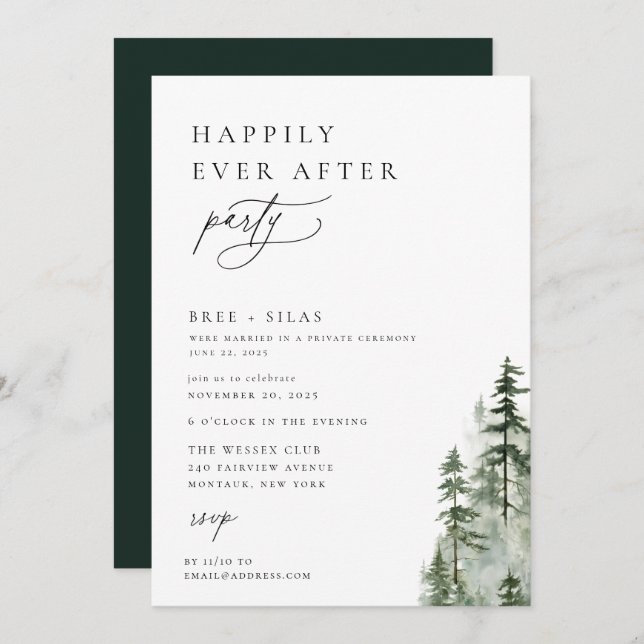 Wild Pine Forest Happily Ever After Party Invitation (Front/Back)