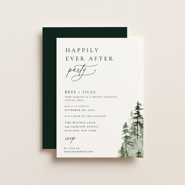 Wild Pine Forest Happily Ever After Party Invitation (Creator Uploaded)