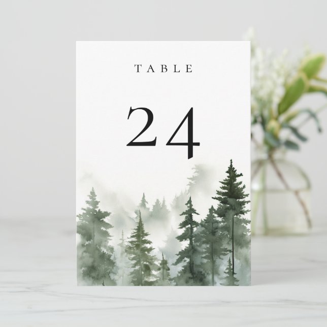 Wild Pine Forest Table Number Card (Standing Front)