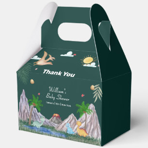Wild Pine Green Rawr Volcano Dinosaur Baby Shower Favour Box