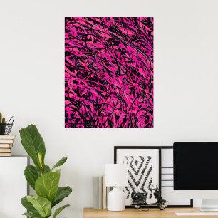 Wild Pink and Black Swirls Poster