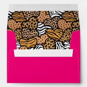 Wild Pink Animal Print Hearts Valentine's Day  Envelope
