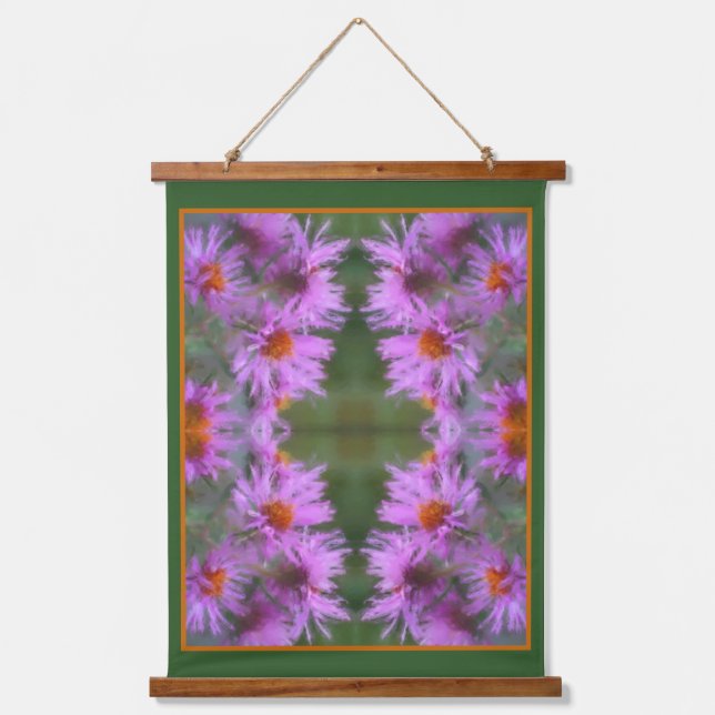 Wild Pink Asters Flower Art  Hanging Tapestry (Front)